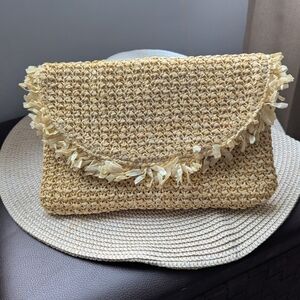 Elegant Tan Woven Clutch